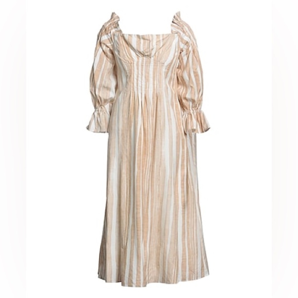 Cult Gaia Ida Off-the-shoulder Striped Midi Dress size L